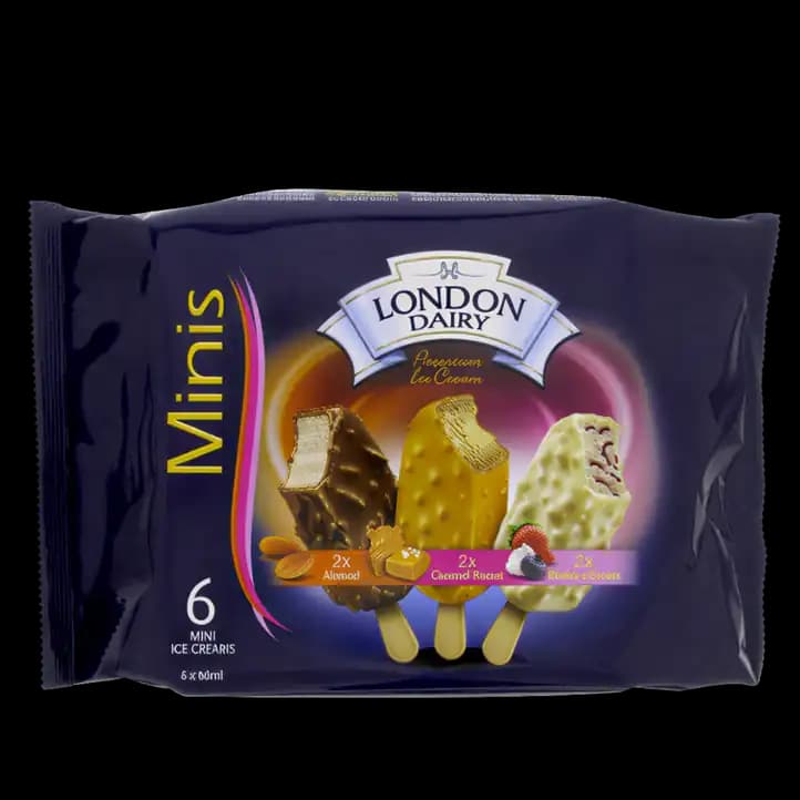 London Dairy Ice Cream Almnd Crml Berries 6 x, 60ml