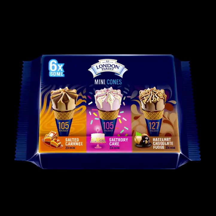 London Dairy Mini Cones 6 x, 60ml Assorted