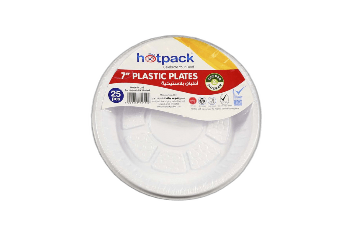 Hotpack Plastic Round Plate 7'' 25 Pack