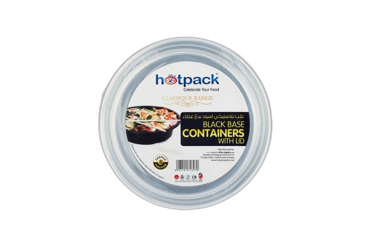 Hotpack Black Base Round Container + Lid 5 pcs