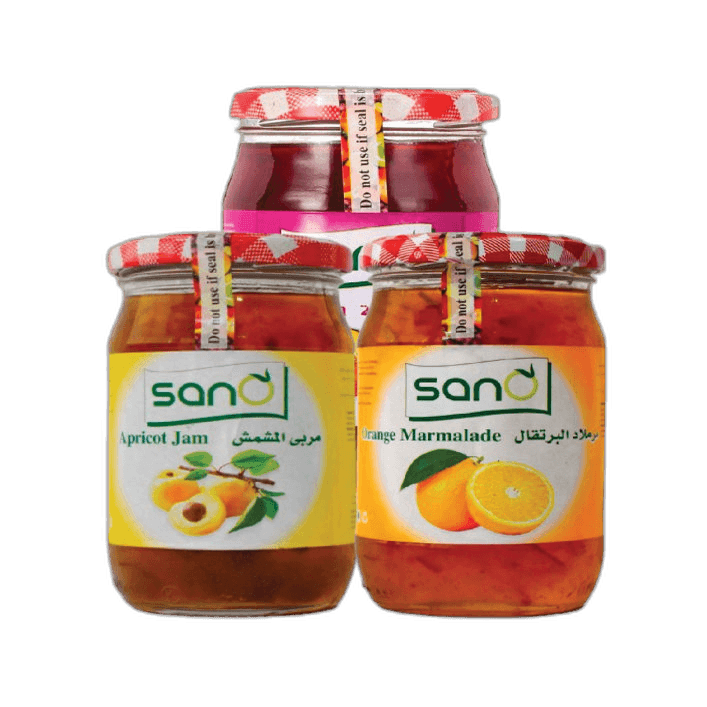Sano Assorted Jam 3 x 370 g (Strawberry,Mixfrut,Aprict)
