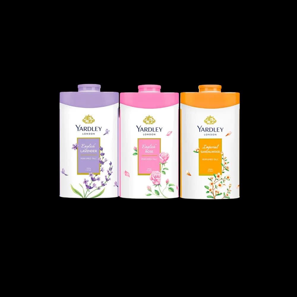 Yardley Talc Assorted. 3 x, 150g/125g
