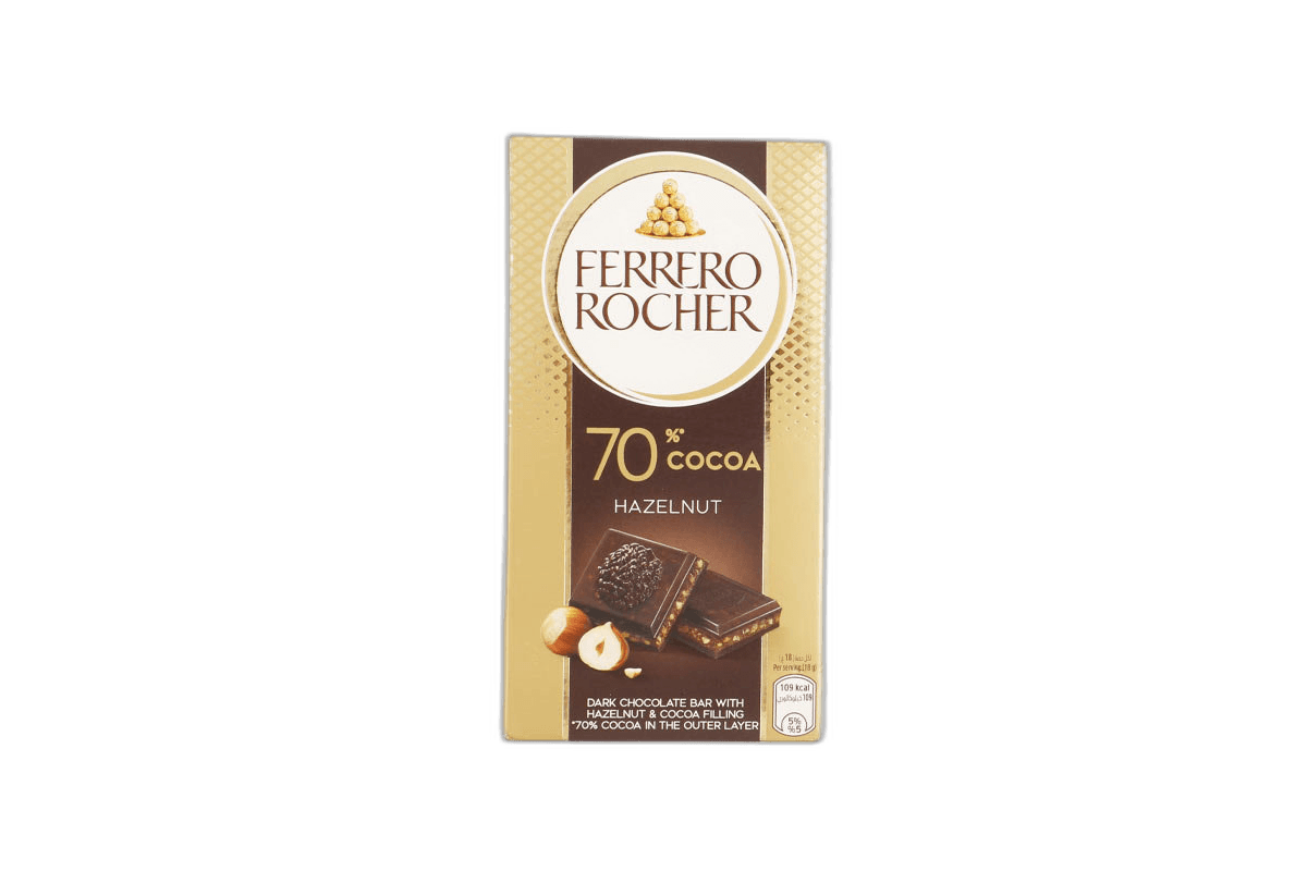 Ferrero Rocher Tablet Dark 70% & Hazelnut 90 g
