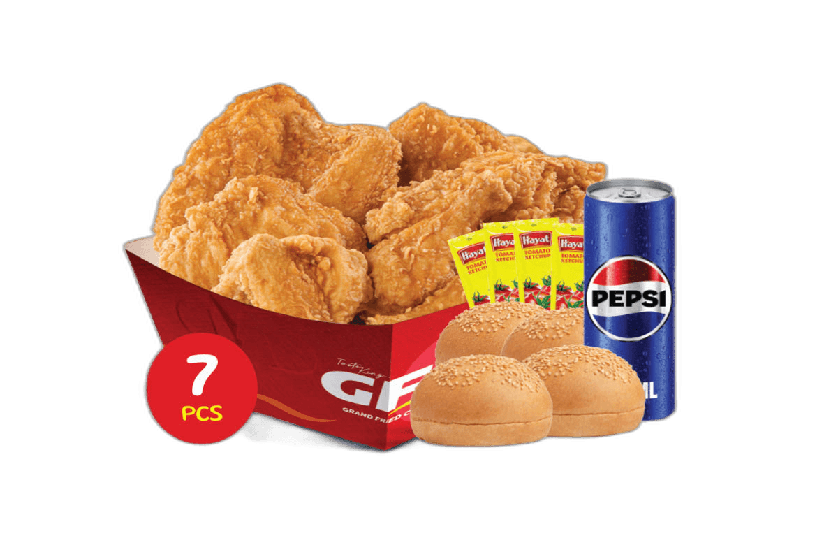 Broasted 7 pcs Combo WT 4bun 4 Ketchup 1pepsi 330 ml