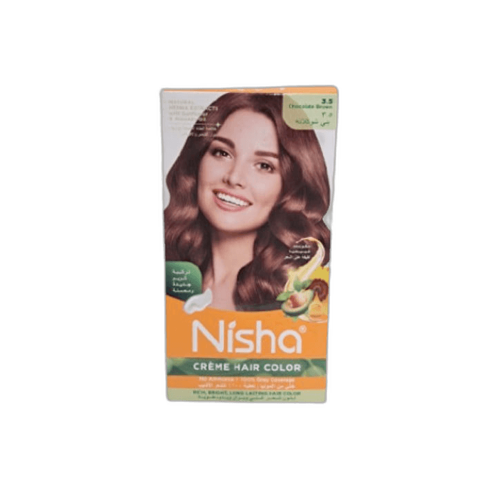 Nisha Creme Hair Colour Chocolate Brown 3.5, 60g + 60