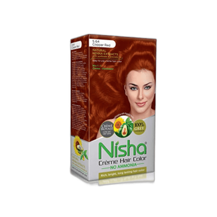 Nisha Creme Hair Color 60 g + 60 ml Copper Red