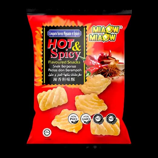 Miaow Hot and Spicy Flavoured Snacks, 50g